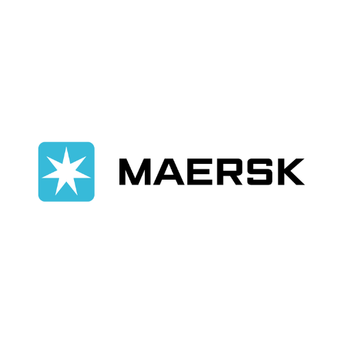 Showcasing clientele of WRDS - Maersk with its blue star logo in the freight shipping and logistics industry